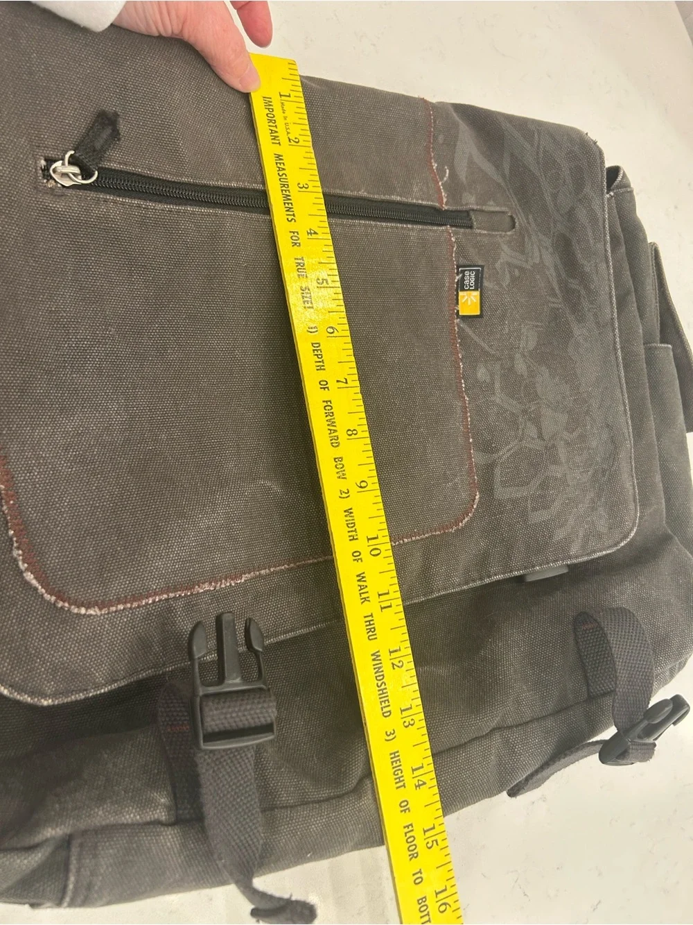 Canvas Laptop Messenger Bag for Men in Dark Gray